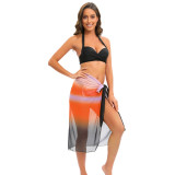 Sexy Gradient Bikini Mesh Skirt Three-Piece Swimsuit