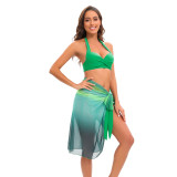 Sexy Gradient Bikini Mesh Skirt Three-Piece Swimsuit