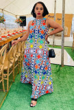 Print Sleeveless Loose Maxi Dress
