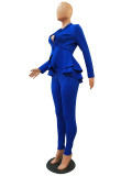 Fashion Ruffle Career Suit Casual Two Piece Set