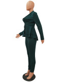 Fashion Ruffle Career Suit Casual Two Piece Set