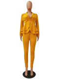 Fashion Ruffle Career Suit Casual Two Piece Set