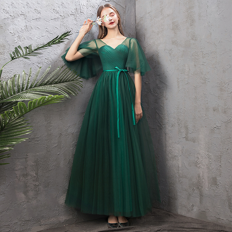 Dark Green Bridesmaid Sister Dress Elegant Chic Evening Dress(Processing time need 3-6 days)