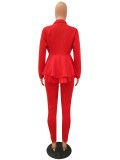 Fashion Ruffle Career Suit Casual Two Piece Set