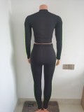 Women's Spring Letter Printed Long Sleeve Sexy Tight Fitting 2-Piece Pants Set