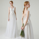 Strap V-Neck Lace Wedding Dress Fromal Party Evening Dress（Processing time need 3-6 days）