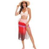 Sexy Gradient Bikini Mesh Skirt Three-Piece Swimsuit