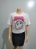 Women's Clothing Fashion Letter Printed Cotton T-Shirt Trendy Short Sleeves Top