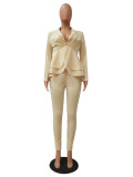 Fashion Ruffle Career Suit Casual Two Piece Set