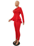 Fashion Ruffle Career Suit Casual Two Piece Set