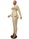 Fashion Ruffle Career Suit Casual Two Piece Set