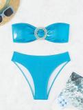 Women Sexy Strapless Bikini Solid Two Pieces Swimsuit