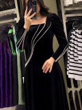 Women Fall Long Sleeve Beaded Dress