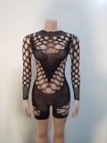Women Mesh Sexy See-Through Long Sleeve Jumpsuit
