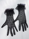 Women flower embroidery polka dot mesh hollow steel ring See-Through Sexy Lingerie two-piece set