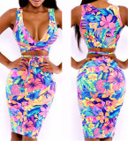 Women Sexy Printed Sleeveless Stretch Dress