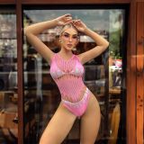 Women Fluorescent Pink Luminous Hollow Suspender Net Clothes Sexy Lingerie