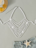 Imitation Pearl Embellished Halter Neck Bodychain