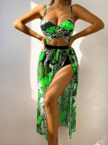 Sexy Two Pieces Bikini Mesh Long Skirt Three-Piece Women's Swimsuit