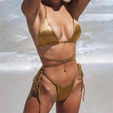 Sexy Solid Color Two Piece Triangle Bikini Swimsuit