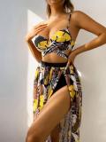 Sexy Two Pieces Bikini Mesh Long Skirt Three-Piece Women's Swimsuit