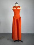 Women's Summer Round Neck Hollow Sleeveless Slim Long Dress