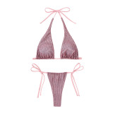 Glitter Bikini Feminine Strappy Two Pieces Swimsuit
