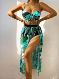 Sexy Two Pieces Bikini Mesh Long Skirt Three-Piece Women's Swimsuit