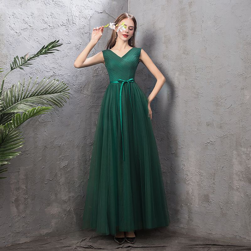 Dark Green Bridesmaid Sister Dress Elegant Chic Evening Dress(Processing time need 3-6 days)