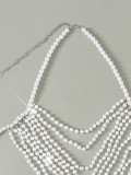 Imitation Pearl Embellished Halter Neck Bodychain