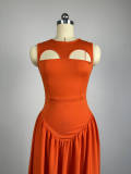 Women's Summer Round Neck Hollow Sleeveless Slim Long Dress