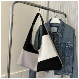 Casual Women's Canvas Bag Fashionable Handbag Crossbody Bag Trendy Patchwork Contrasting Shoulder Bag
