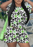 Fashionable Casual Trendy Printed Short-Sleeved Two Piece Shorts Set