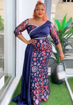 Patchwork Contrast African Women's Plus Size High Waist Sequin Long Dress Patchwork Contrast African Women's Plus Size High Waist Sequin Long Dress