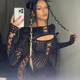 Sexy Hollow See-Through Net Sexy High Stretch Jumpsuit