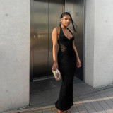 Women Hollow Knitting Backless Bodycon Beach Beach Maxi Dress