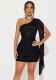 Women Sequin Solid Slash Shoulder Party Dress