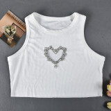 Women Fresh Summer Hollow Beaded Crop Tank Top