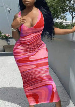 Women wave print dress Women wave print dress