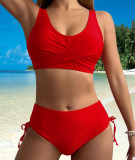 Women Bikini Solid Tie Adjustable Two Pieces Swimwear