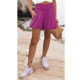 Women's Solid Color High Waist Casual Shorts