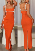 Women Sexy Contrast Color Suspender Dress Women Sexy Contrast Color Suspender Dress