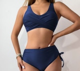 Women Bikini Solid Tie Adjustable Two Pieces Swimwear
