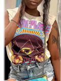 Women Summer Letter Print T-Shirt