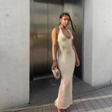 Women Hollow Knitting Backless Bodycon Beach Beach Maxi Dress