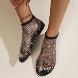 Women Summer Flat Multi-Color Diamond Sexy Fishnet Sandals