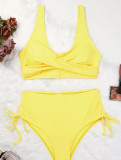 Women Bikini Solid Tie Adjustable Two Pieces Swimwear