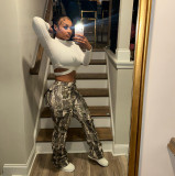 Women Patchwork Camouflage Print Casual Pant