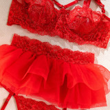 Women Clothinglace Three-Piece Sexy Lingerie