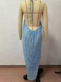 Women Spring Summer Casual Halter Neck Top and Long Skirt two-piece set